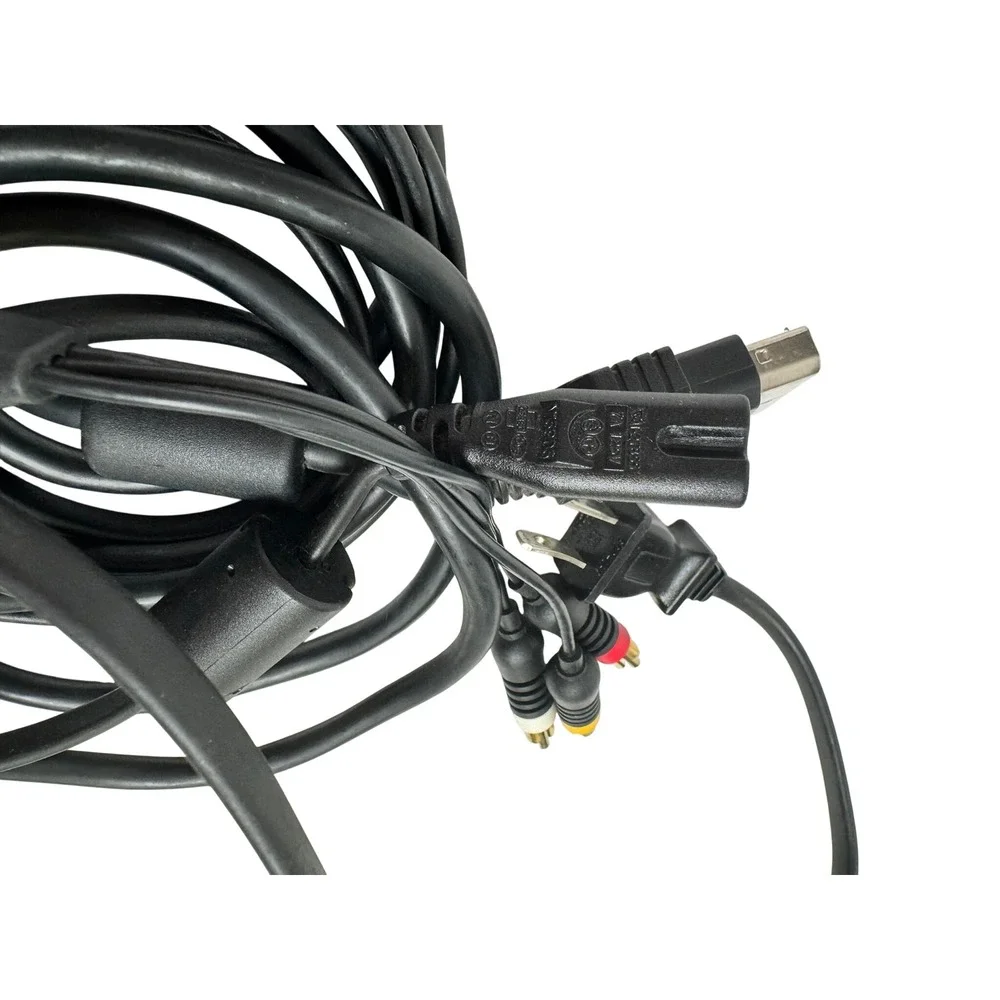 OEM Xbox 360 AV Cable & Power Cord Bundle Genuine Microsoft Tested